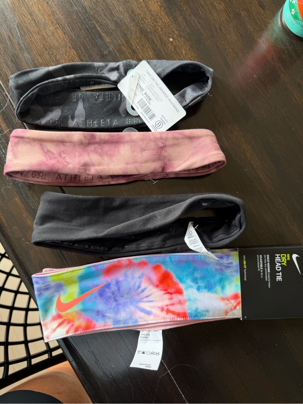 Athleta Tie-Dye & Solid Kids Headband Set - Multicolor, Pink, Black